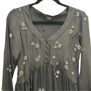 Gryphon New York Silk Black Beaded Long Sleeved Dress, sz XS